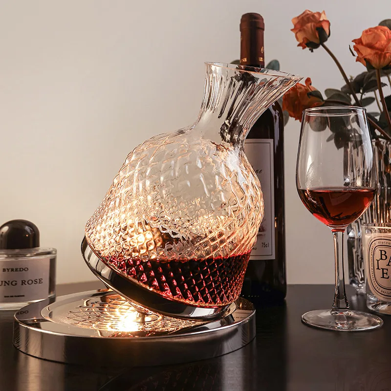 1500ML Luxury Creative Wine Decanter 360 Rotating Lead free Crystal Glass Wine Aeration Mirror Pot Gift Bar Accessories Decanter