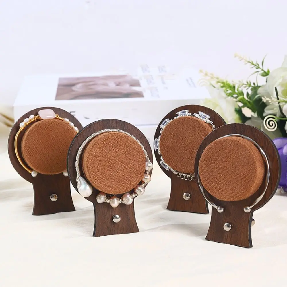 Fashion Walnut Wood Bracelet Tray Necklace Organizer Bracelet Display Rack Ornaments Storage Case Jewelry Display Stand Gift