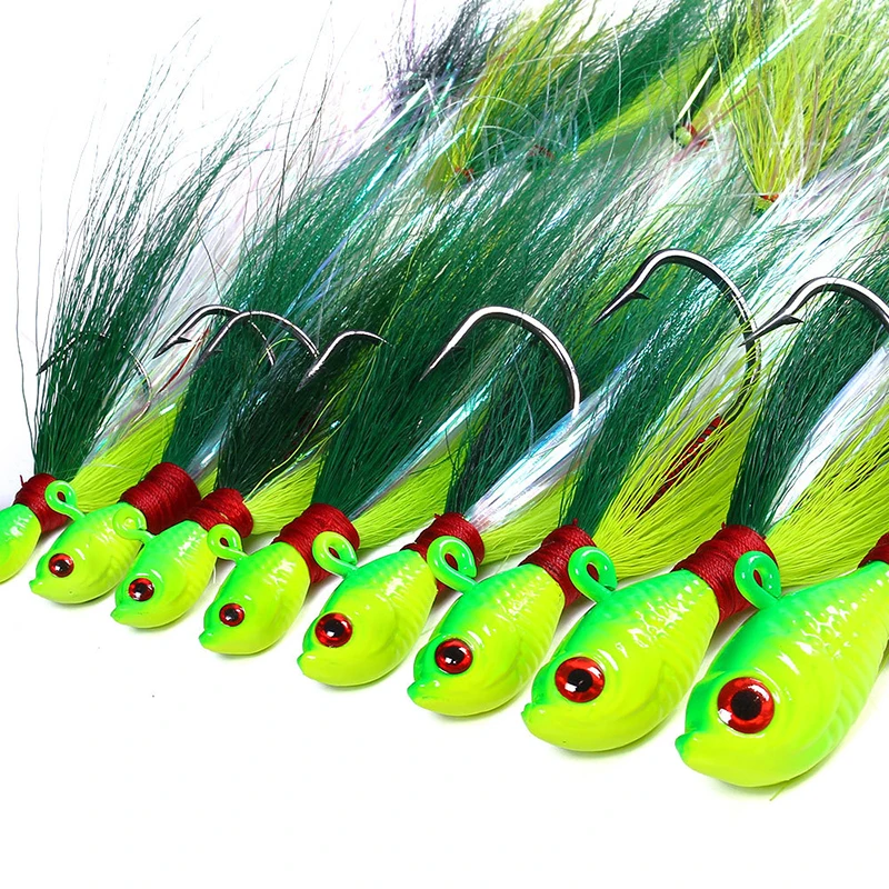 1 Stück Bass-Angelköder Buck Tail Jig-Haken Köder Hirschhaar-Federhaken Bart-Jigging-Köder zum Angeln 7g 10g 14g 21g 28g – Detail 3