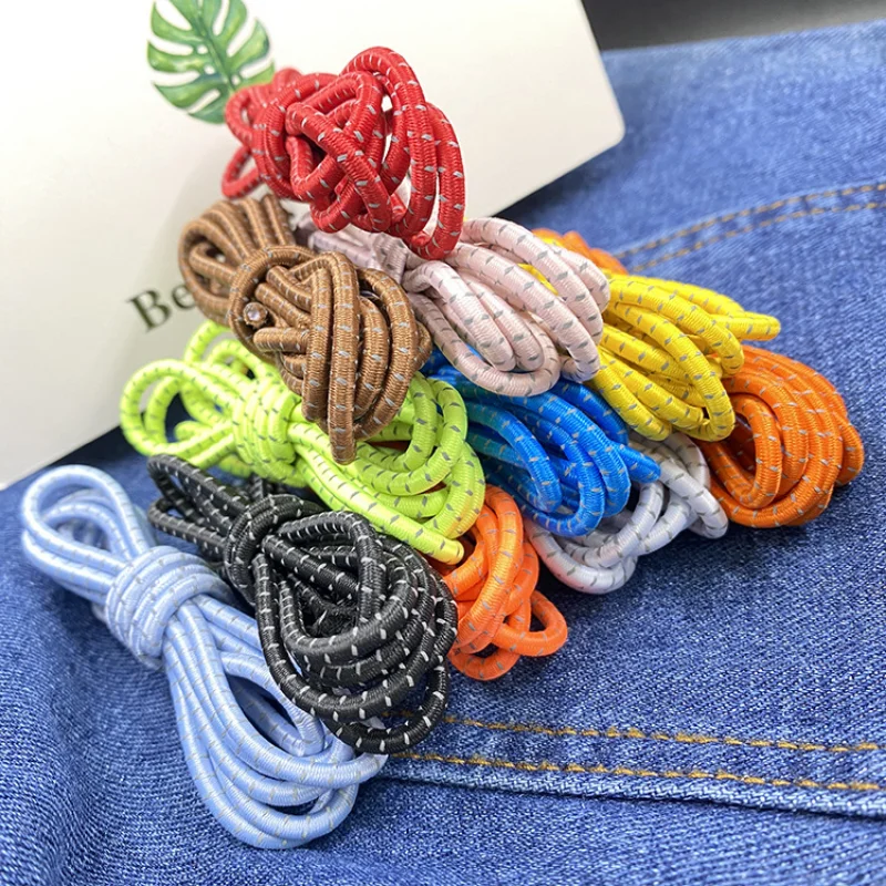 3mm Latex Elastic Rope Reflective Elastic Rope For Round Shoe laces Boots and Sneaker Shoelace DIY Garment Accessories 135CM