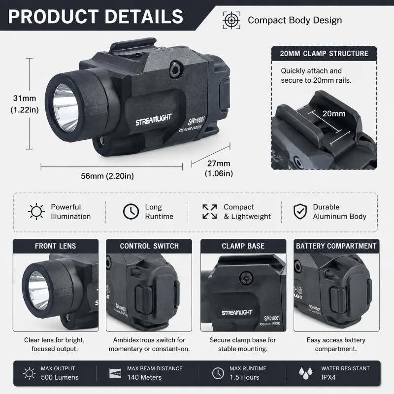 High Lumen Green Red Laser Integrated Lighting Lamp 20MM Clamp Model Upgrade Accessories