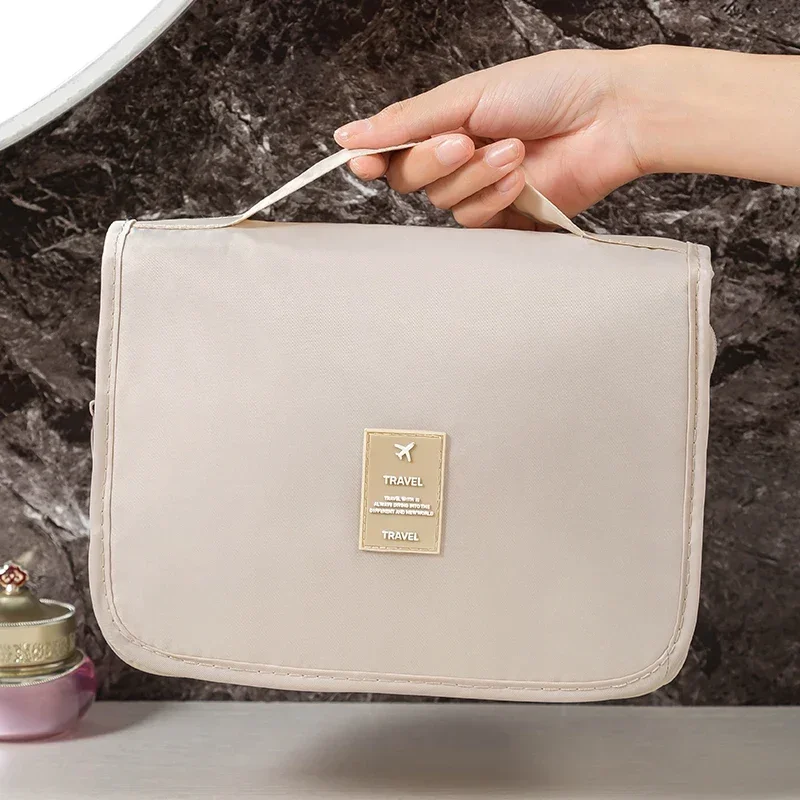 Bolsa de maquillaje, bolsas de cosméticos de viaje, organizador de artículos de tocador, Neceser de almacenamiento impermeable, bolsa de lavado con gancho para baño, alta calidad para mujer