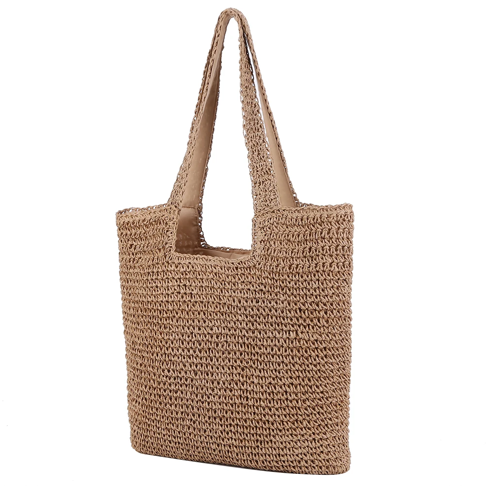 Bolsas tecidas à mão para mulheres, corda de papel, bolsas casuais de grande capacidade, bolsa de viagem artesanal, simples, casual, moda, verão