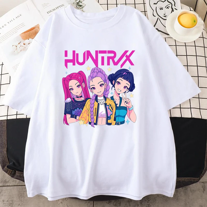

Hot Anime KPop Demon Hunters Print T Shirt Short Sleeve O Neck Loose Women Men Summer Cool T Shirt Ladies Tee Shirt Tops Clothes