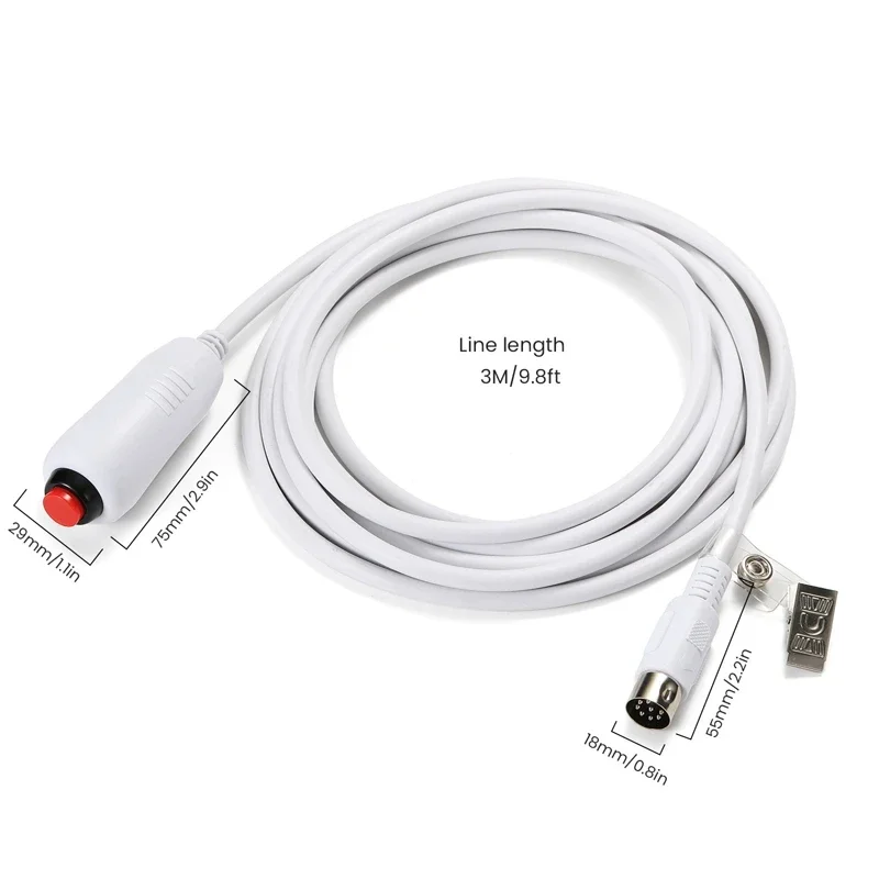 3m أفضل جودة DIN 8pin ممرضة واجهة الاتصال في حالات الطوارئ زر التبديل سلك كابل توصيل الهاتف مع مشبك ملاءات