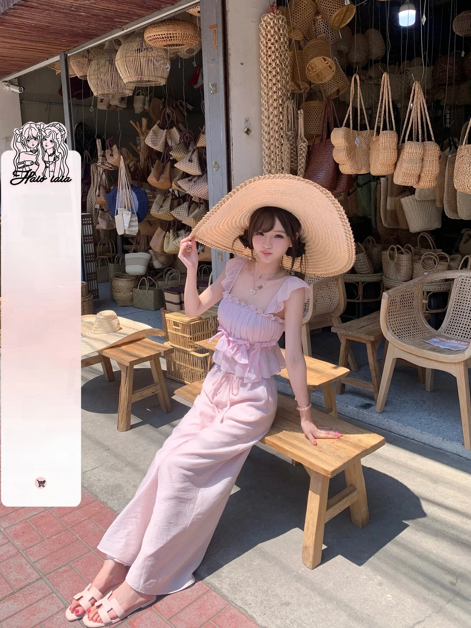 

Sweet Style Women's Two-Piece Set Short Sleeve Top High Waist Pants Summer Fashion Sunscreen Silk Material Holiday Collection