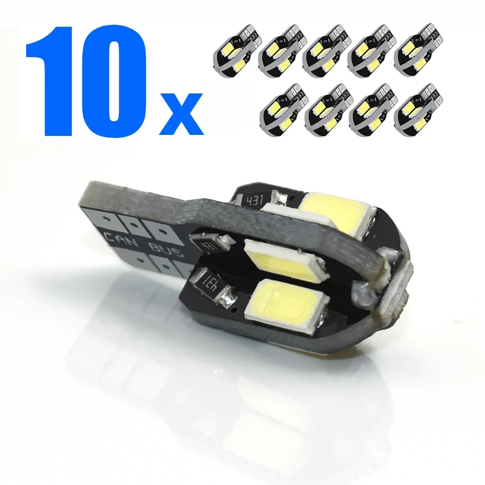 10x W5W LED T10 Car Light 8SMD Bulb Auto Wedge Dome Door Trunk License Plate Lamp Automotive Accessories Drop Shipping Supported