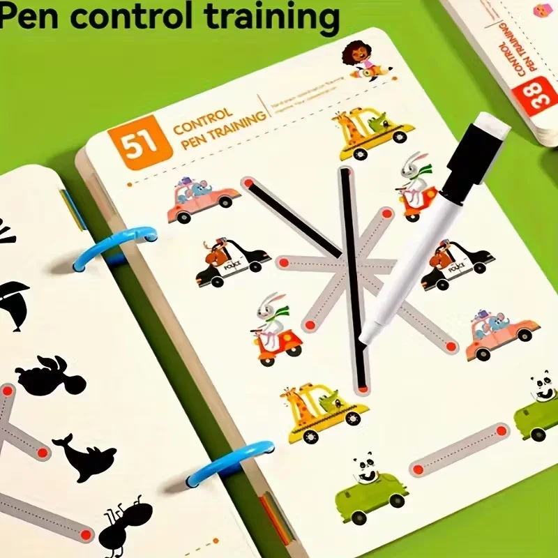 Toddler Pen Control Training Workbook - Baby Magical Tracing Practice Copybook Reusable Writing & Drawing Educational Tool Books