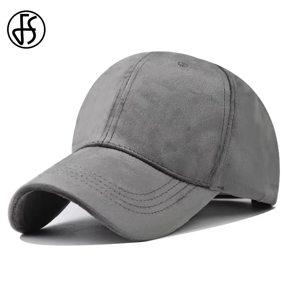 FS Stylish Gray Smooth Corduroy Cap Casual Streetwear Baseball Caps For Men Adjustable Spring Women Hat Gorras Hombre 2026