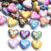 10/20pcs 2Size Colorful Painting Love Heart Beads Loose Spacer Acrylic Beads for Jewelry Making Diy Earring Keychain Accessories