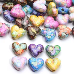 10/20pcs 2Size Colorful Painting Love Heart Beads Loose Spacer Acrylic Beads for Jewelry Making Diy Earring Keychain Accessories