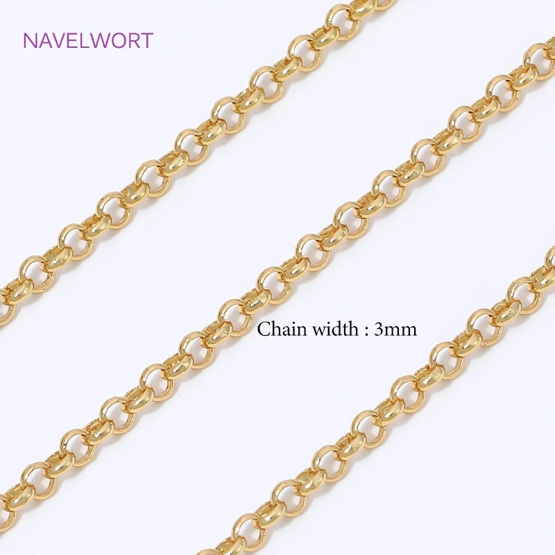 18K vergoldete Messing-O-Gliederkette für die Schmuckherstellung, Kabelkette als Meterware, Kettenzubehör, DIY-Halsketten- und Armbandzubehör – Detail 25