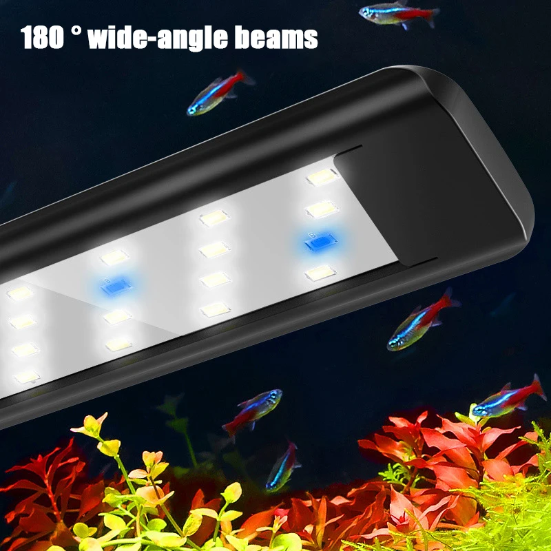 Aquario LED Light Ultra-thin Fish Tank Aquatic Plant Growth Lighting Waterproof Bright Clip Light RGB LED20-60cm Para Aquario