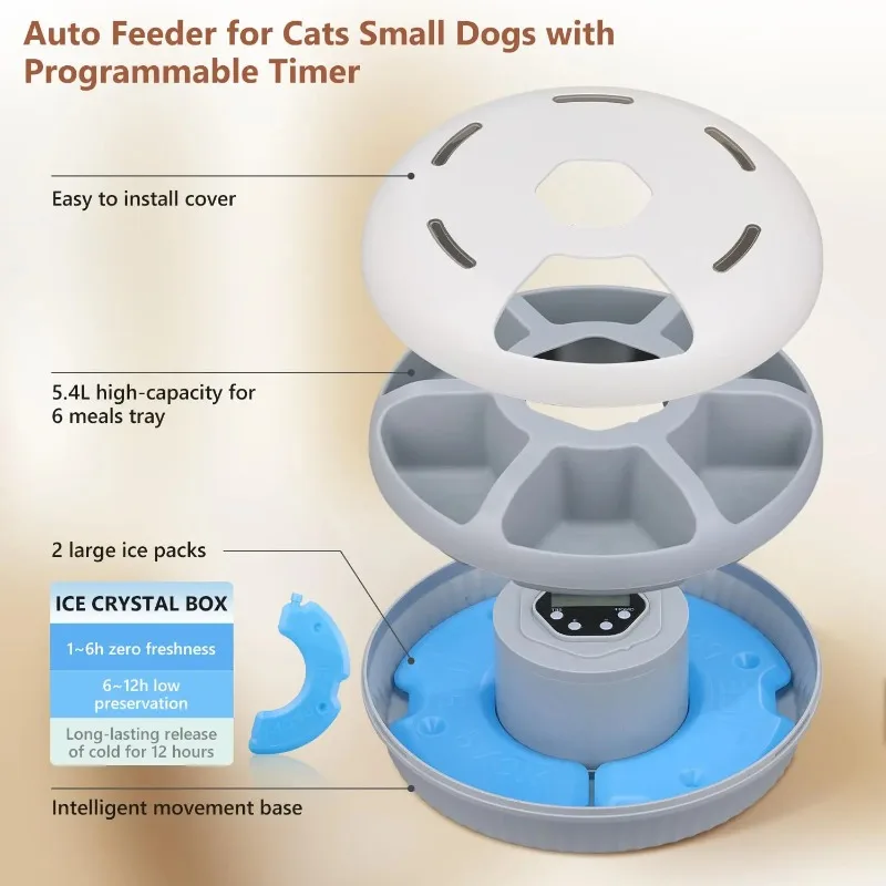 【2026】Automatic 6 Meals Dog Cat Dry Wet Food Dispenser Timed Pet Feed Bowls Fresh Food Refrigerated Container Wireless Pet Feede - view 3