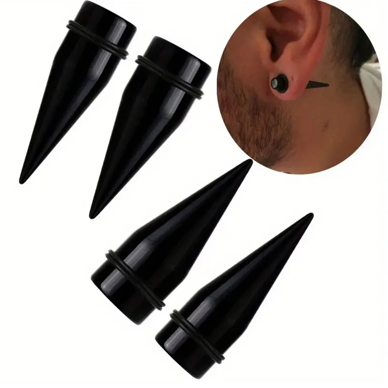 2PC Punk Black Flesh Tunnel Ear Taper Plugs Stretcher Expander Gauge Earrings 1.6-25mm Acrylic Stretching Piercing Body Jewelry