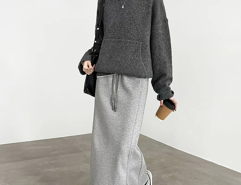 

Серая весенняя юбка-карандаш женская 2026 года, новая, с высокой талией, тонкая, элитная, облегающая бедра, прямая, длинная