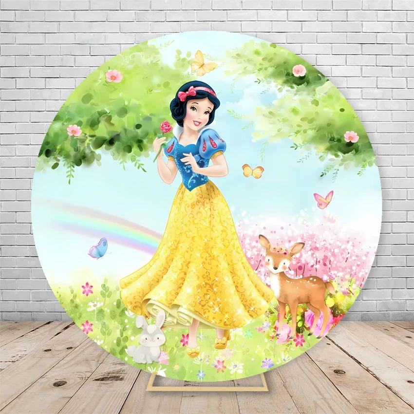 Round Disney Princess Castle Snow White Background Baby Shower Birthday Party Backdrop Decoration Circle Banner Photography Prop