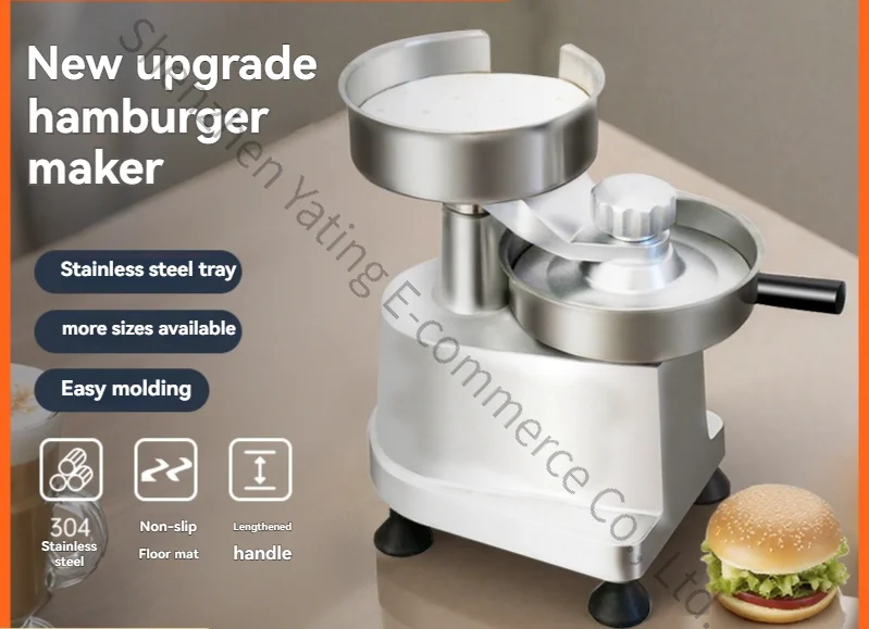 3-in-1 Manual Stainless Steel Bowl Aluminum Alloy Body Beef Burger Patty Machine