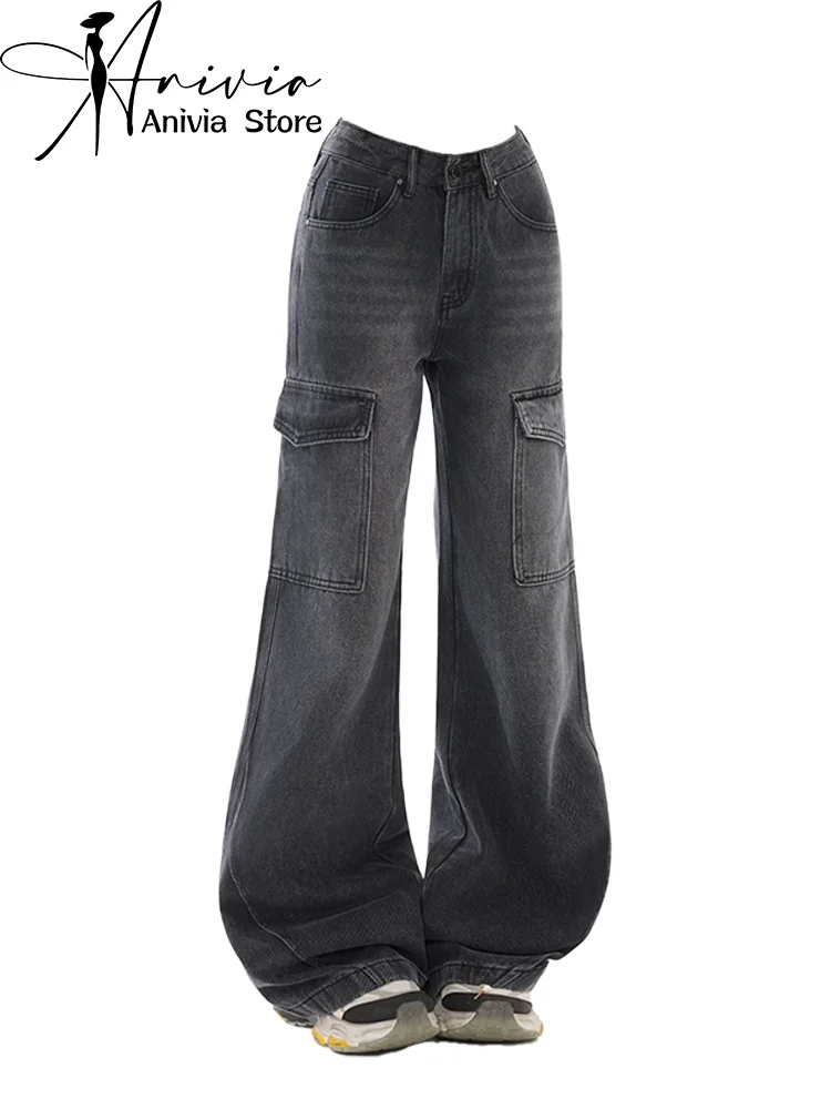 

Women Y2k Black Jeans Baggy Aesthetic Vintage Oversize Cowboy Pants Harajuku Streetwear 2000s Emo Trashy Denim Trousers 2025 New