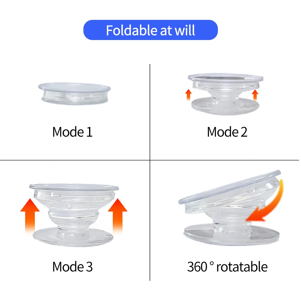 2 Pack Phone Holder - Foldable Car Mount, No Drilling Adhesive Base, Clear View Universal Clip for All Phones