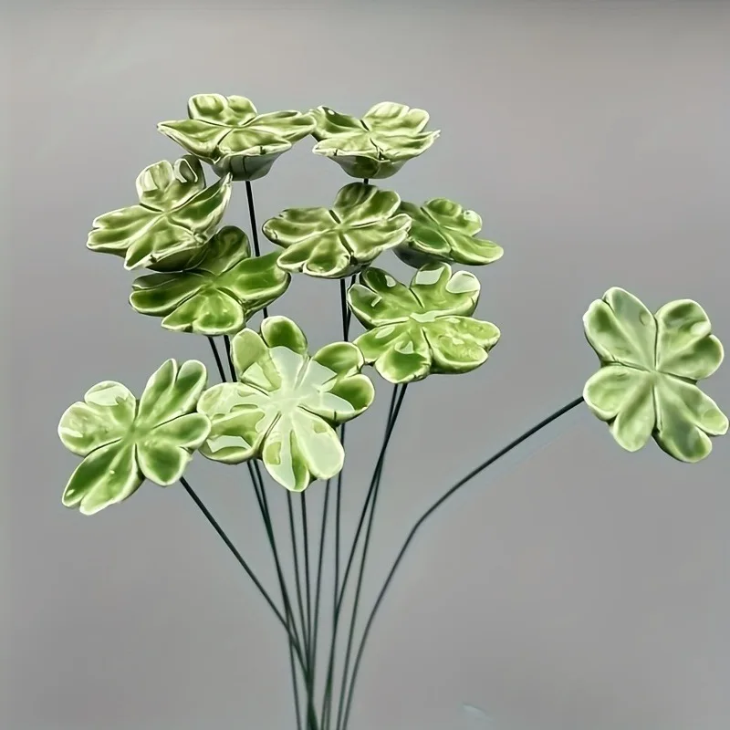 

10/20/40 шт. Керамические цветы ручной работы в форме четырехлистного клевера: Удача, Надежда, Вера, Любовь. Вечные, не выцветающие, для украшения дома.