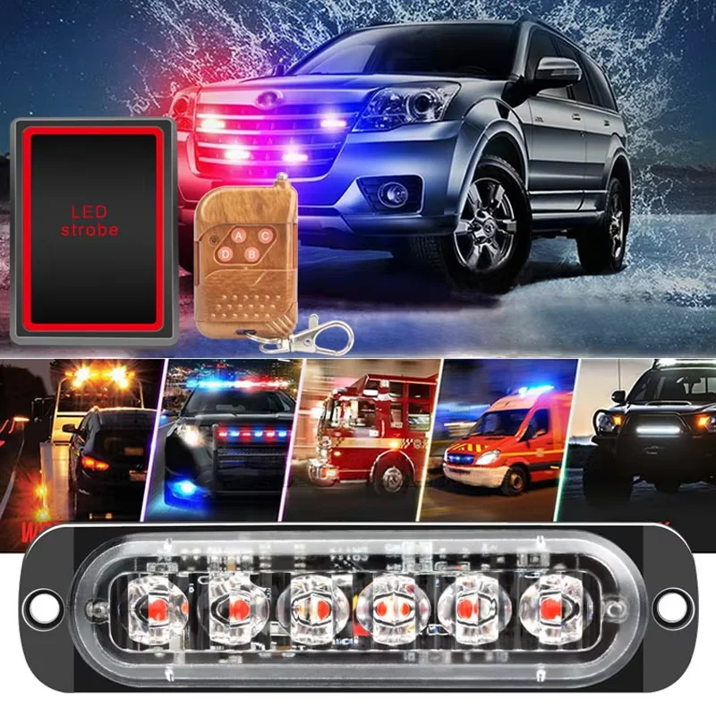 4in 1 LED Grille Lights For Trucks 6-Led Emergency Surface Mount Grill Strobe Light Mini Warning Flashing Bar For Dodge Trucks - view 4