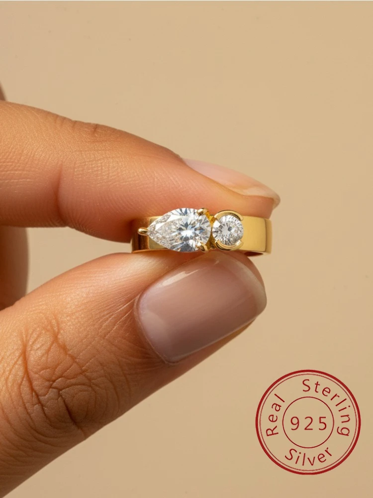 925 Sterling Silber Mode Runde Wasser Tropfen Zirkon Ring Für Frauen Jahrestag Verlobung Hochzeit Luxus Hohe Qualität Schmuck