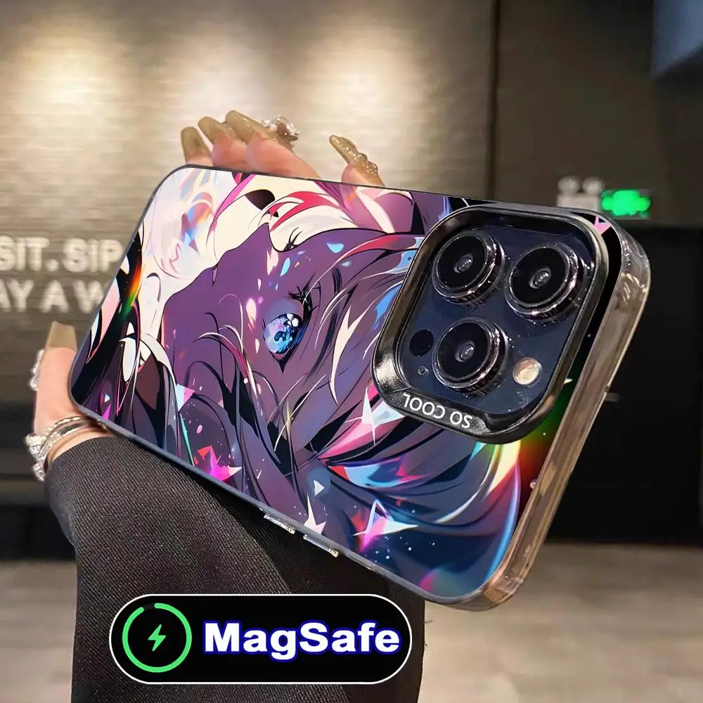 

Anime Punk Girl Phone Case for iPhone 16 15 14 13 12 11 Pro Max Plus MagSafe Translucent Colour Protective Pretty Cover