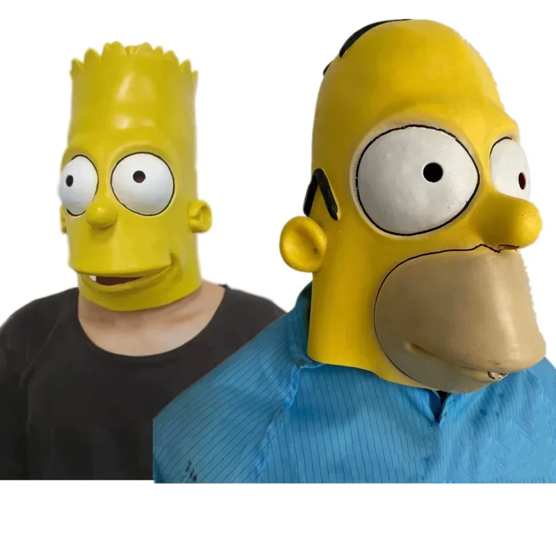 Men's Bart Homer Face Mask Cosplay Costume Halloween Latex Props Party For Adult Kids