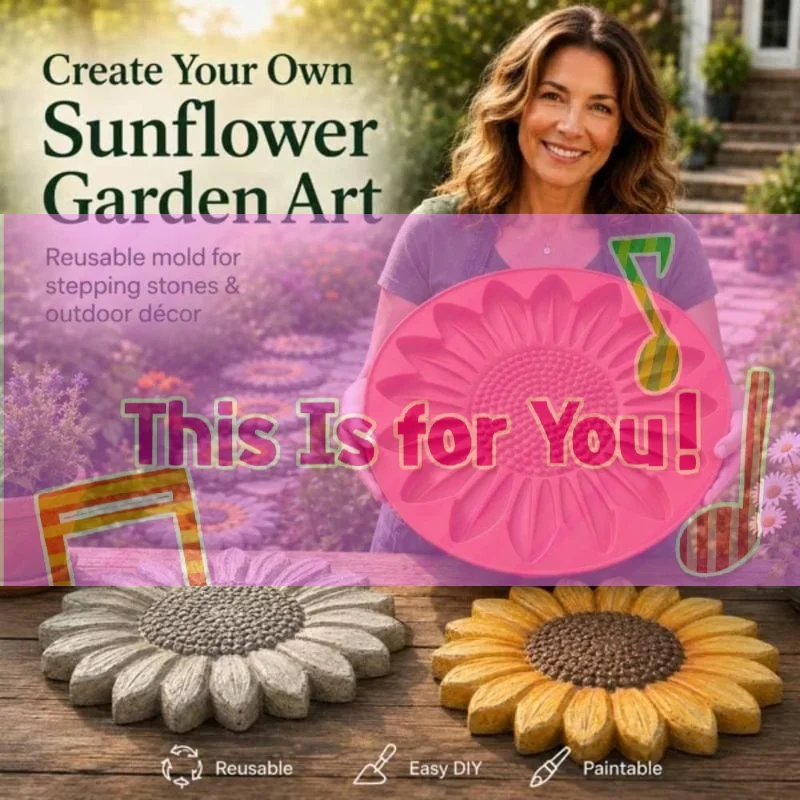 【HMA】Reusable Sunflower Concrete Stepping Stone Mold, DIY Walkway Paver Mold for Outdoor Patio Lawn Garden Decoration