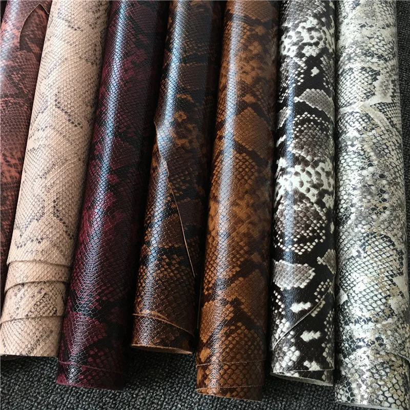 Embossed python head leather Cowhide Embossed leather Handmade DIY leather Handmade leather Fabric Various colors