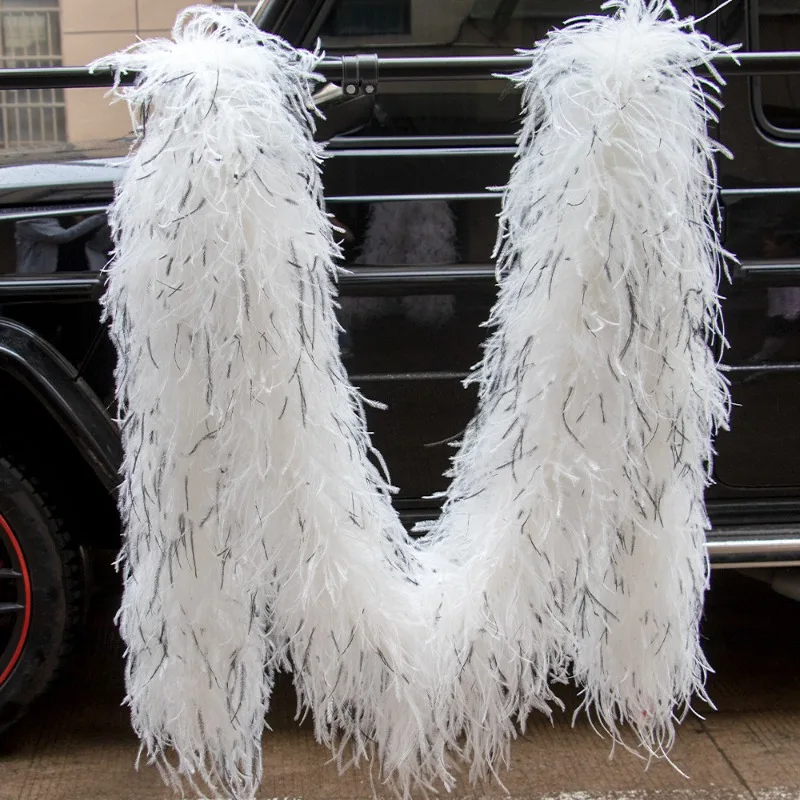 Ostrich top tail black embellished white feather costume dress
