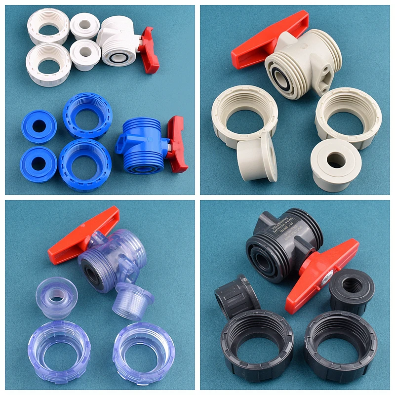 20~50mm UPVC/PPH Union Ball Valve Aquarium Fish Tank Water Delivery Control Valve Garden Irrigation Water Pipe Socket Ball Valve