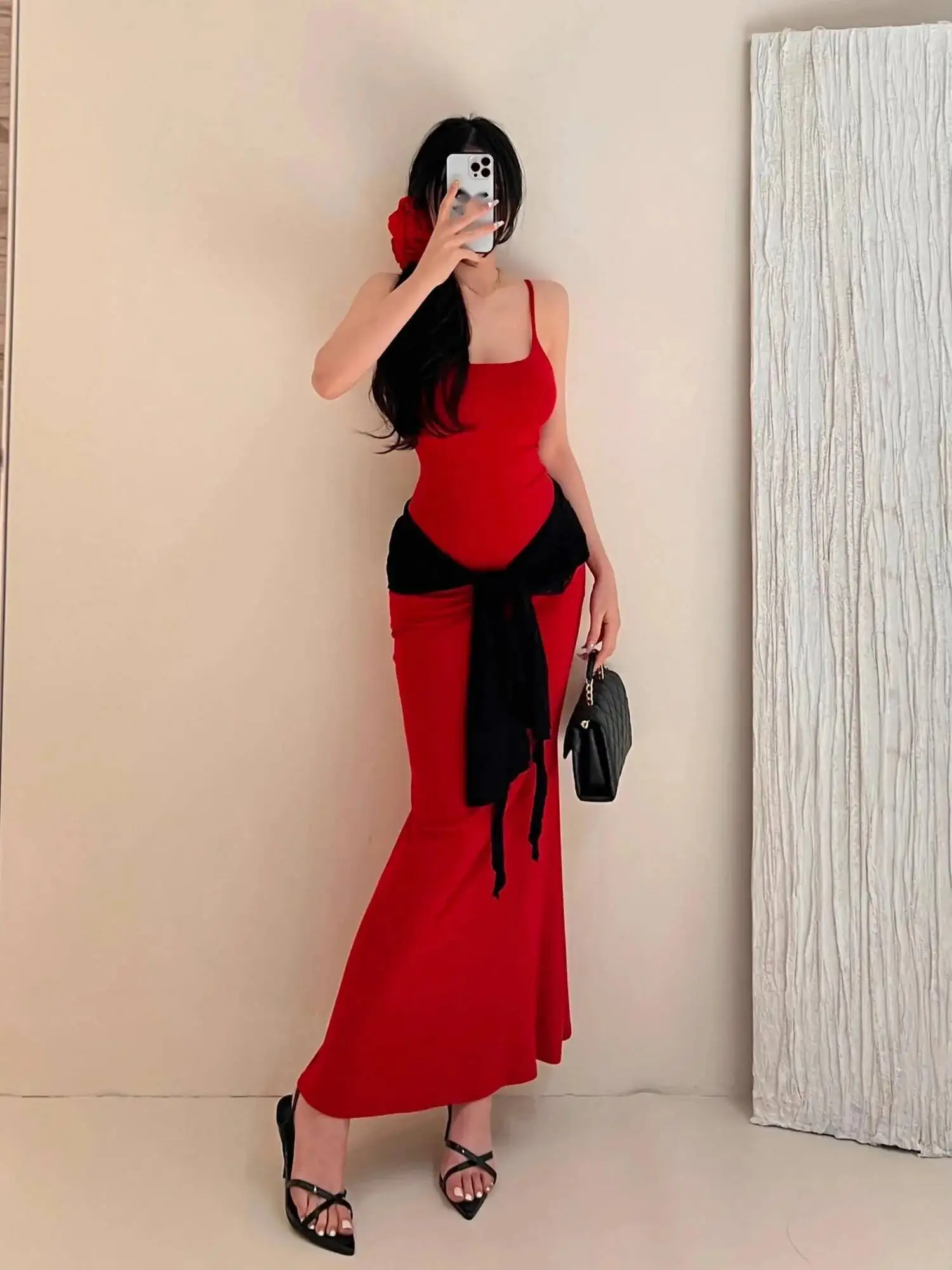 medium long butterfly backless dress elegant women's bag buttocks suspender long dress fashion sexy korean women dresses 80XR