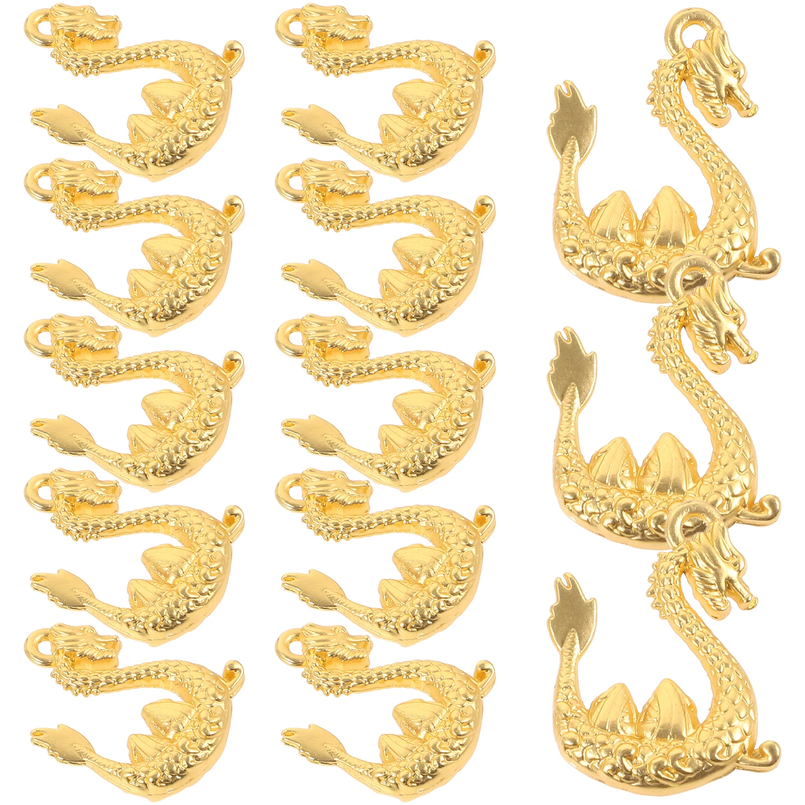 

20pcs Dragon Pendant Keychain Accessories Golden Zinc Alloy Vintage Jewelry Crafts Decor Charm For Necklace Women