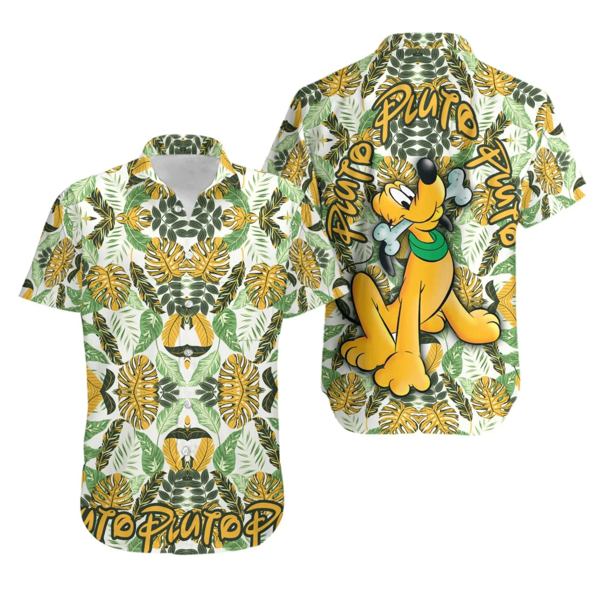 

Disney Pluto Dog Hawaiian Shirts Men's Women Summer Short Sleeve Shirts Disney Hawaiian Shirts Casual Beach Shirts Harajuku Top