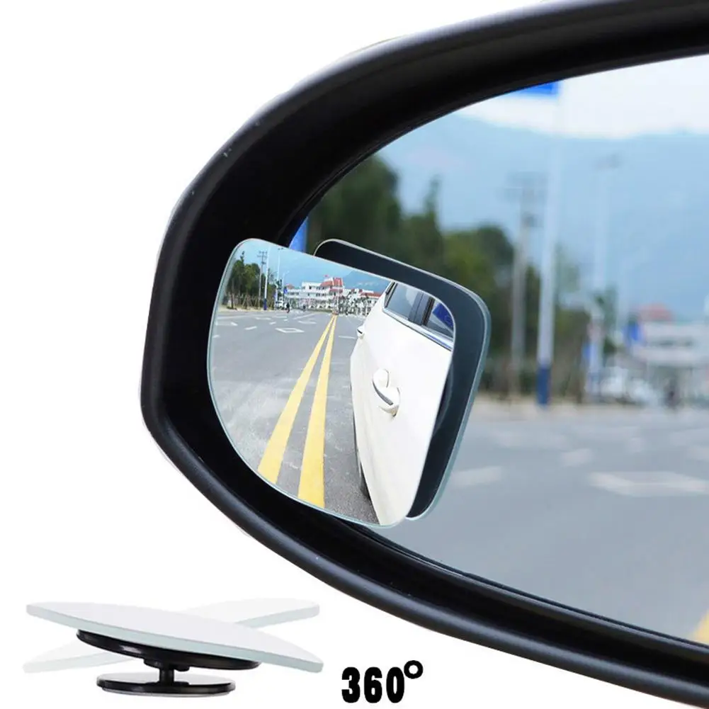 2pcs Car Mirror Wide Angle Car Blind Spot Mirrors 360° Adjustable Auxiliary Rearview Mirrors HD Frameless Small Round Mirror