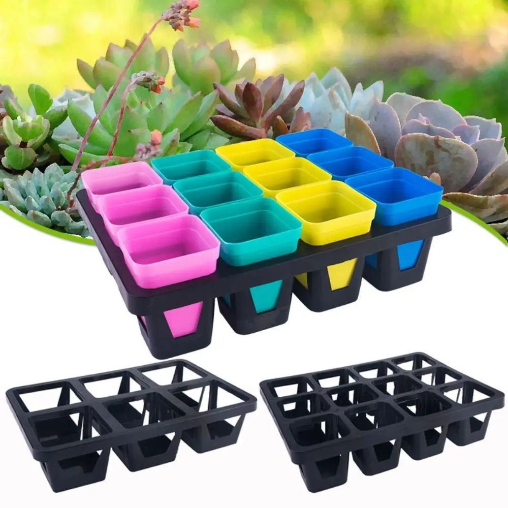 6/12 Hole Flower Pots Storage Tray Tool Greenhouse Black Seeding Boxes Dish Farm Thickness Potted Bracket