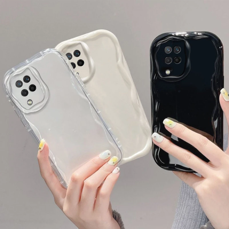 For Samsung Galaxy A12 Phone Case Samsung M12 A12 5G Samsung Galaxy F12 Cover Anti fall back Clear TPU Wave  soft shell