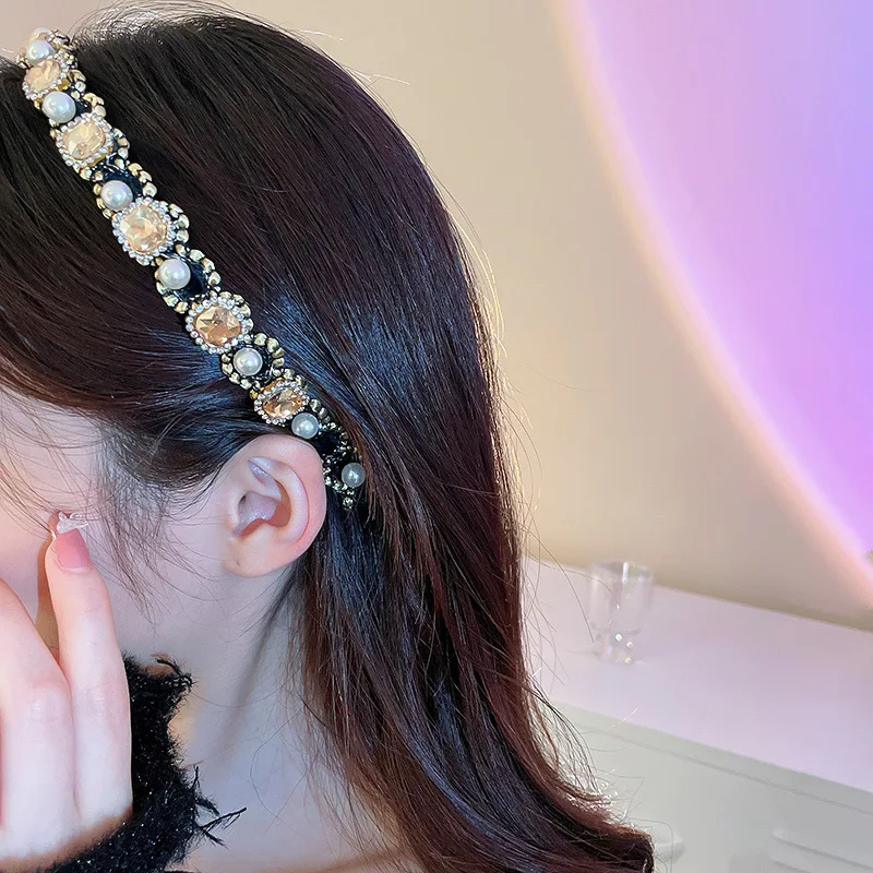 Gorgeous Multicolor Gem Headband Hair Hoops for Women Women Wedding Head Wear Baroque Tiara Jewelry Headdress  Wholesale Price