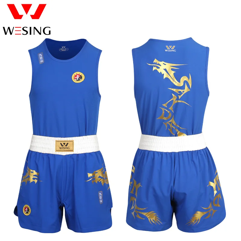 Wushu – costume Sanda imprimé Dragon, uniforme avec ceinture blanche, costume de compétition professionnel de type A