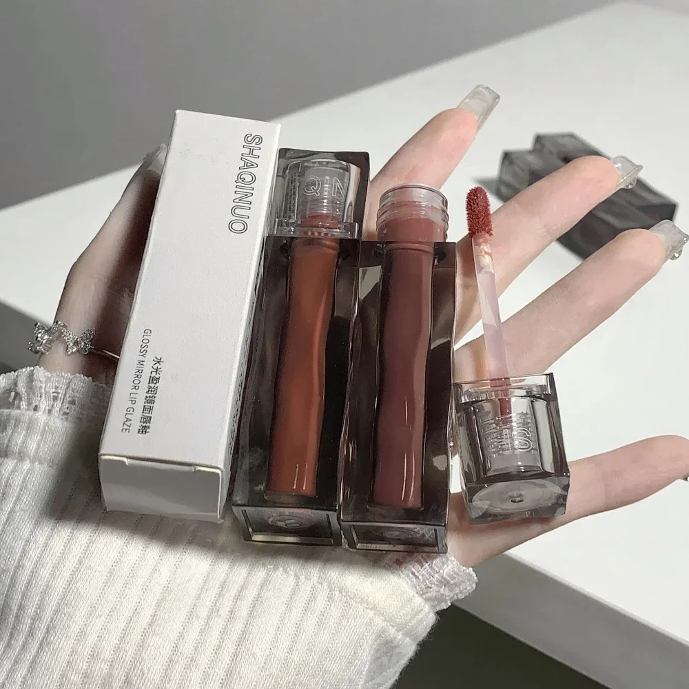 Espelho impermeável geleia esmalte labial, 6 cores, brilho labial à luz da água, hidratação duradoura, tonalidade vermelha brilhante, maquiagem de lábios