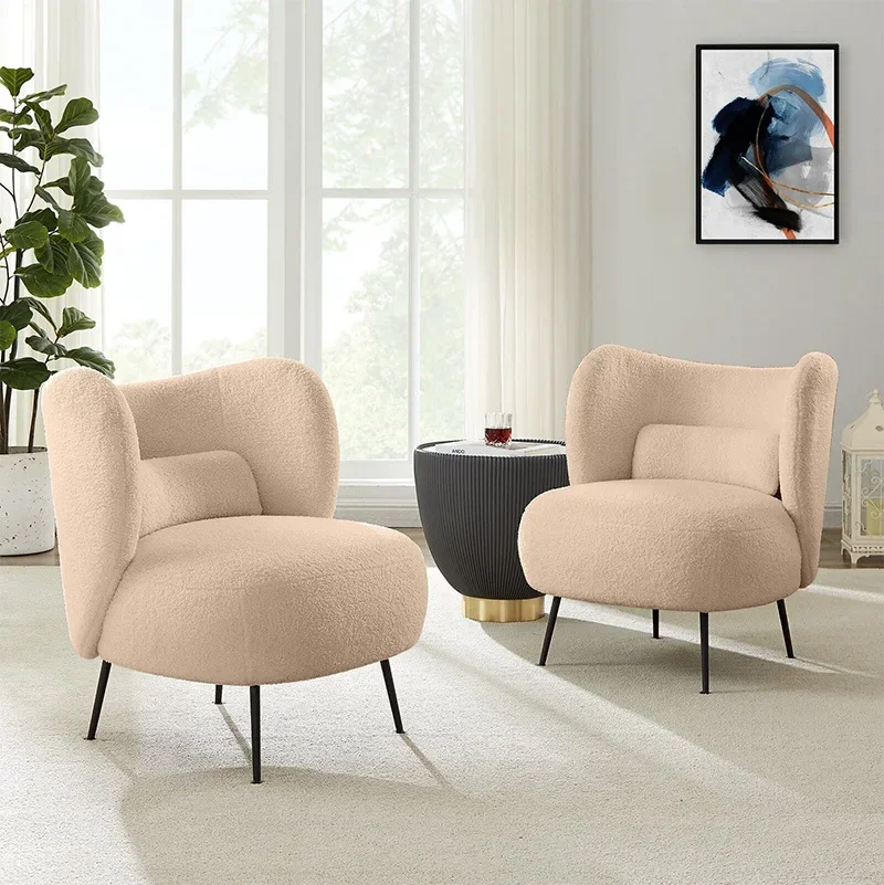 Living room lamb wool l sofa chair bedroom cloakroom makeup chair single sofa balcony casual backrest single chair