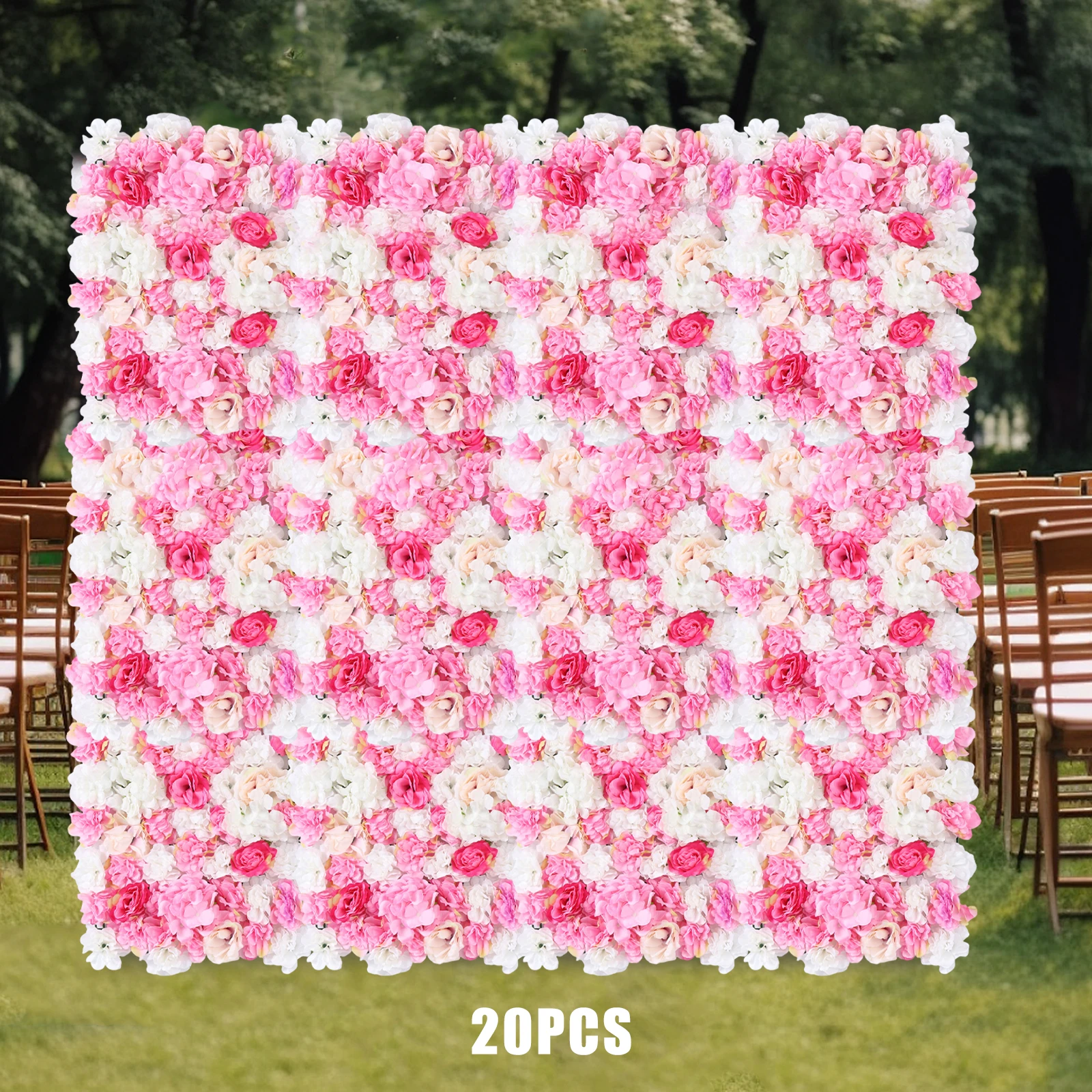 20* Premium Silk Flower Artificial Rose Flower Wall Panels Three-dimensional Design Flower Decorations Wedding Party Festival