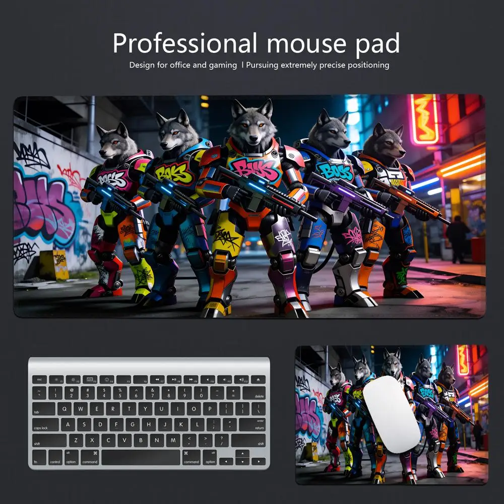 

HYBXAXC Anime Wolf Mouse Pad Large MousePad PC Gaming Rubber Lock keyboard phone Desk Mat Computer Gamers work mouse office