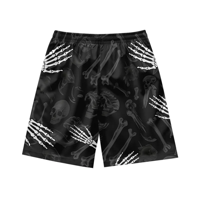 Skeleton finger pattern fashionable loose quick drying breathable summer men's casual sports drawstring beach shorts