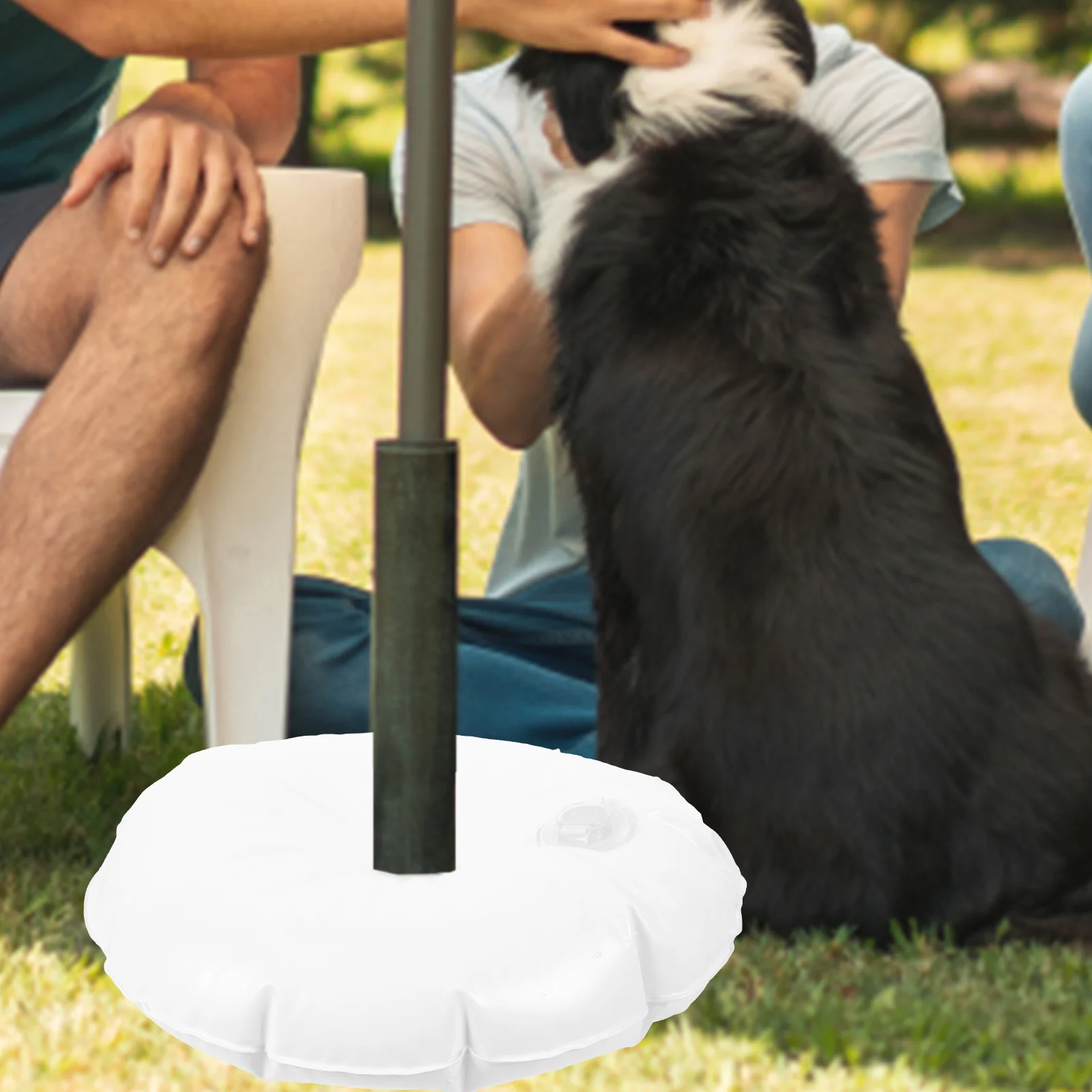 ที่วางร่มฐานบังแดดฐานธงที่นั่งแบบหมุนสีขาว PVC ถุงร้อนน้ำ