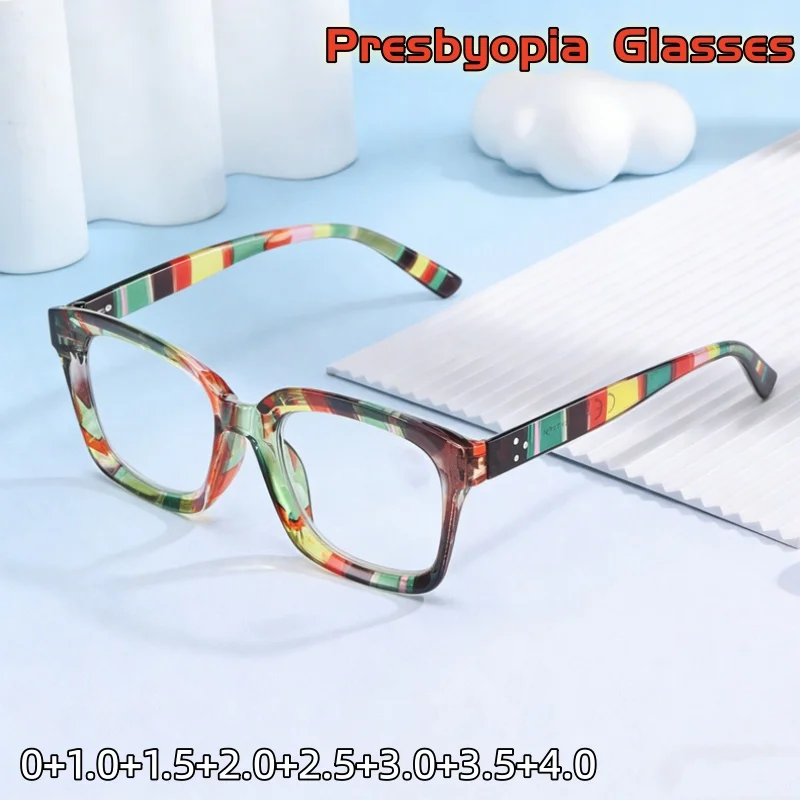 

Anti-blue Light Fashionable Striped Frame Reading Glasses Elegant and Versatile Comfortable Eye Protection Eyeglasses 0 To +4.0
