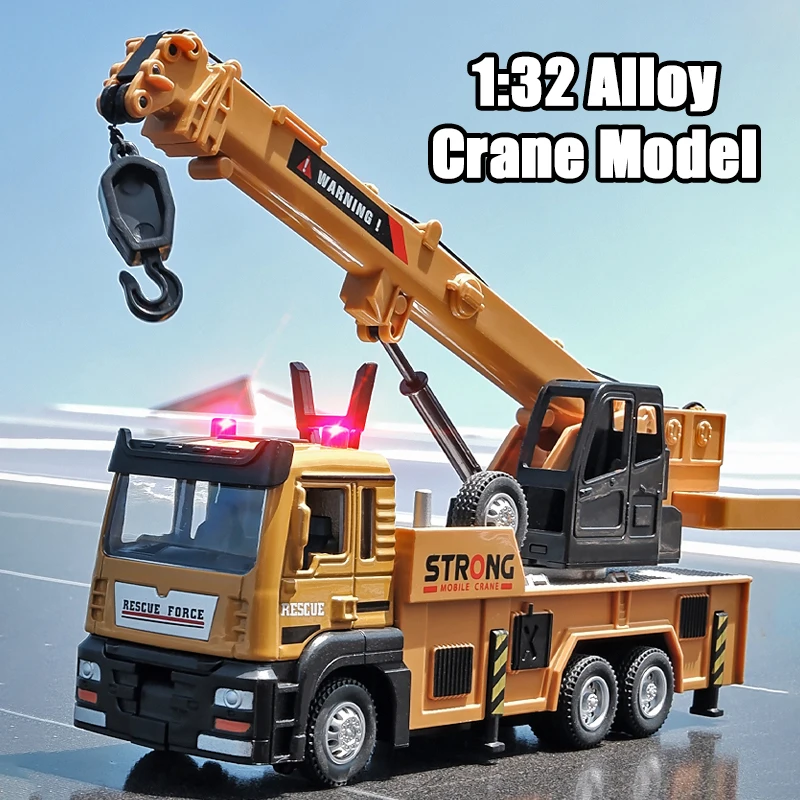 

1:32 Alloy Crane Model with Sound and Light Kids Toy Car Model Collection Home Deco Children Gift Engineer Vehicle Kids Gift