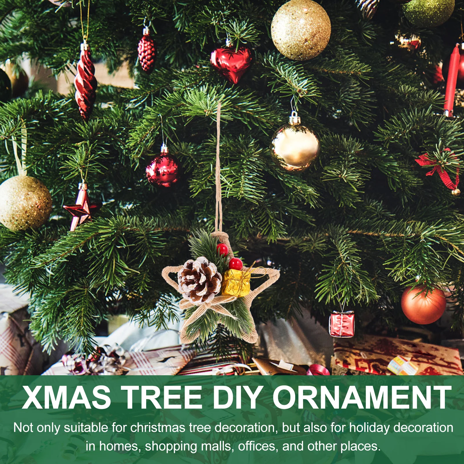 

Christmas Hanging Ornament Pentagram Style Brilliant Shine Easy to Hang Great for Holiday Tree Decor in Home Office Mall Xmas